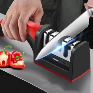 3-Stage Knife Sharpener - Stainless Steel Tool for Kitchen Blades & Utensils-
