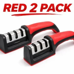 2 Pack Manual Knife Sharpener 3Stage Kitchen Tool Red Black Professional Kitchen